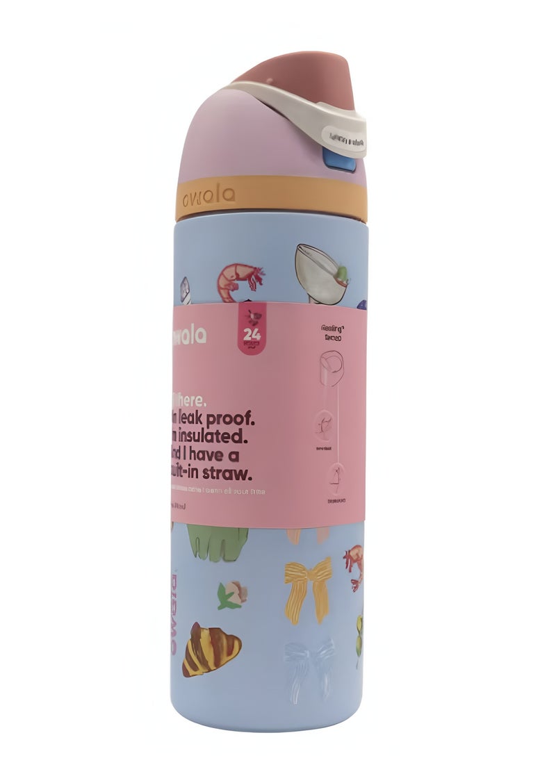 Owala (Picnic Prep 24OZ)Insulated Stainless Steel Water Bottle With Straw For Sports Travel And School BPA Free Sports Water Bottle - Image 1